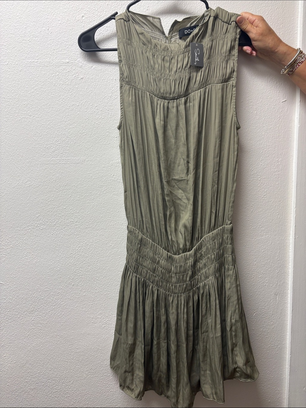 DO+BE Olive Sleeveless Smocked Waist Mini Dress